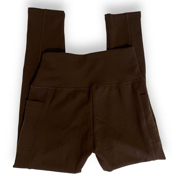 Gayhay Buttery Soft High Waist Leg Pocket Fleece Lined Leggings Brown - Picture 3 of 16